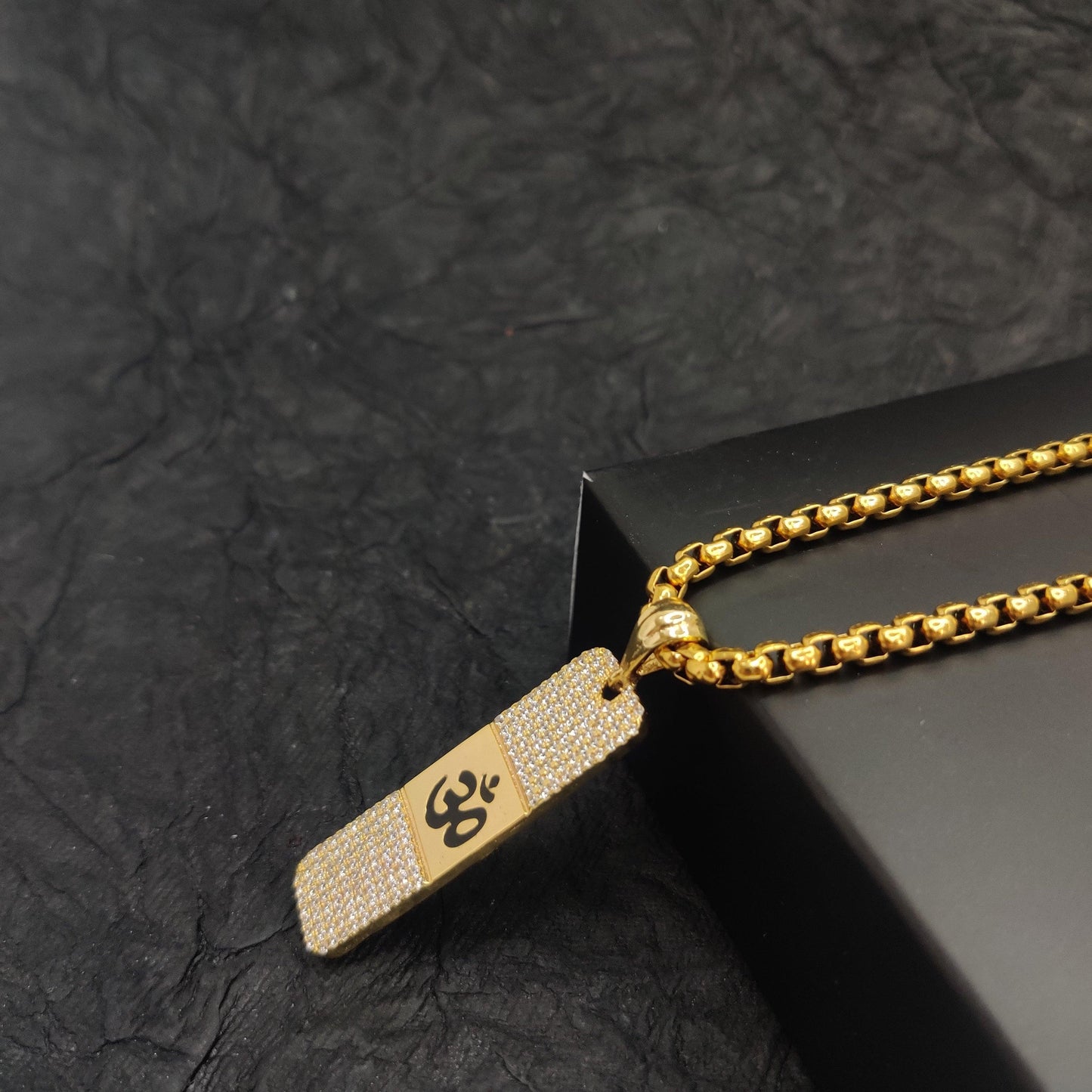 Zivia Diamond Om Dotted Pendant with Gold Plated Chain