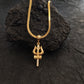 Zivia Shiv Trishul Diamond Pendant and Snake chain with gold plated