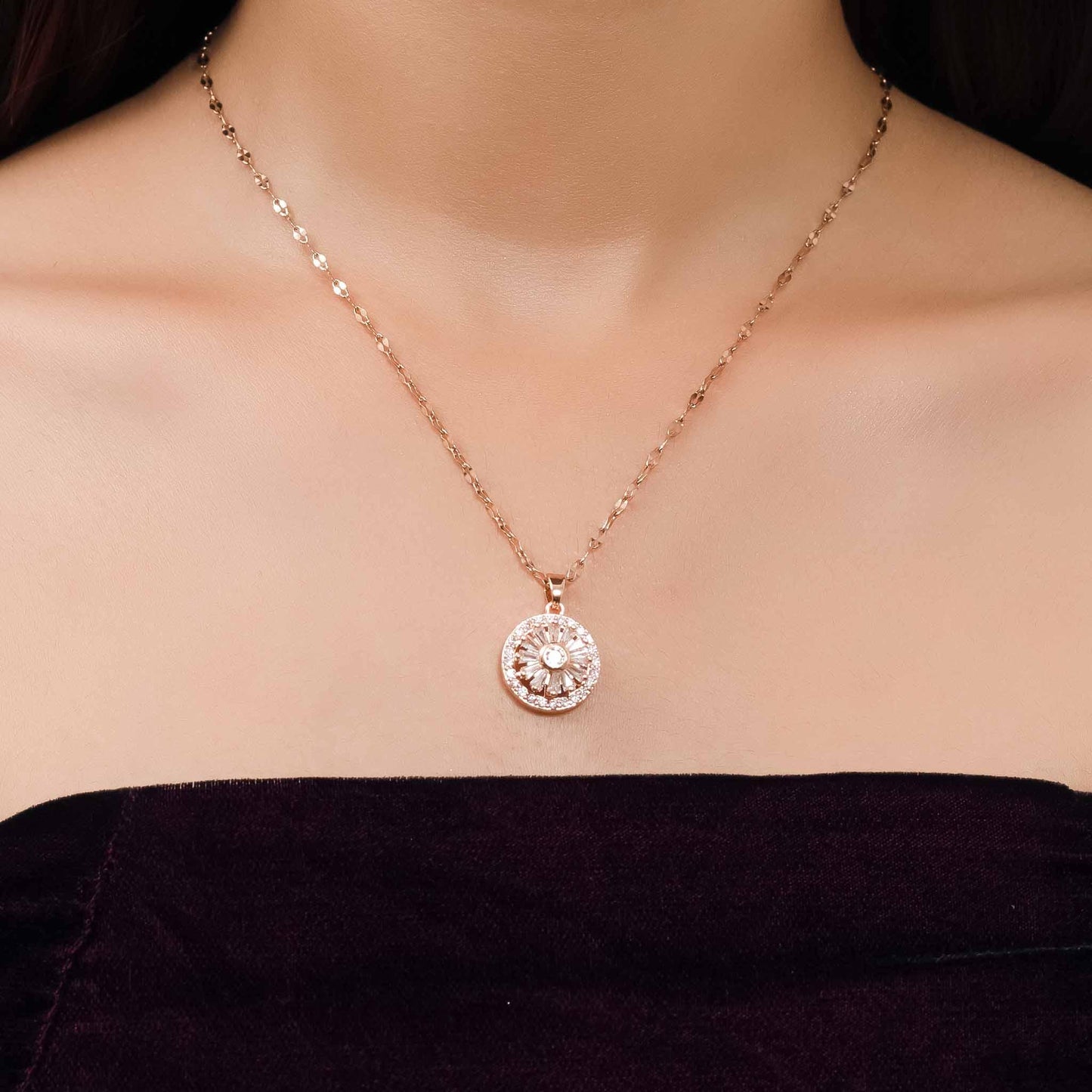 Rose Gold Spinning circle pendant